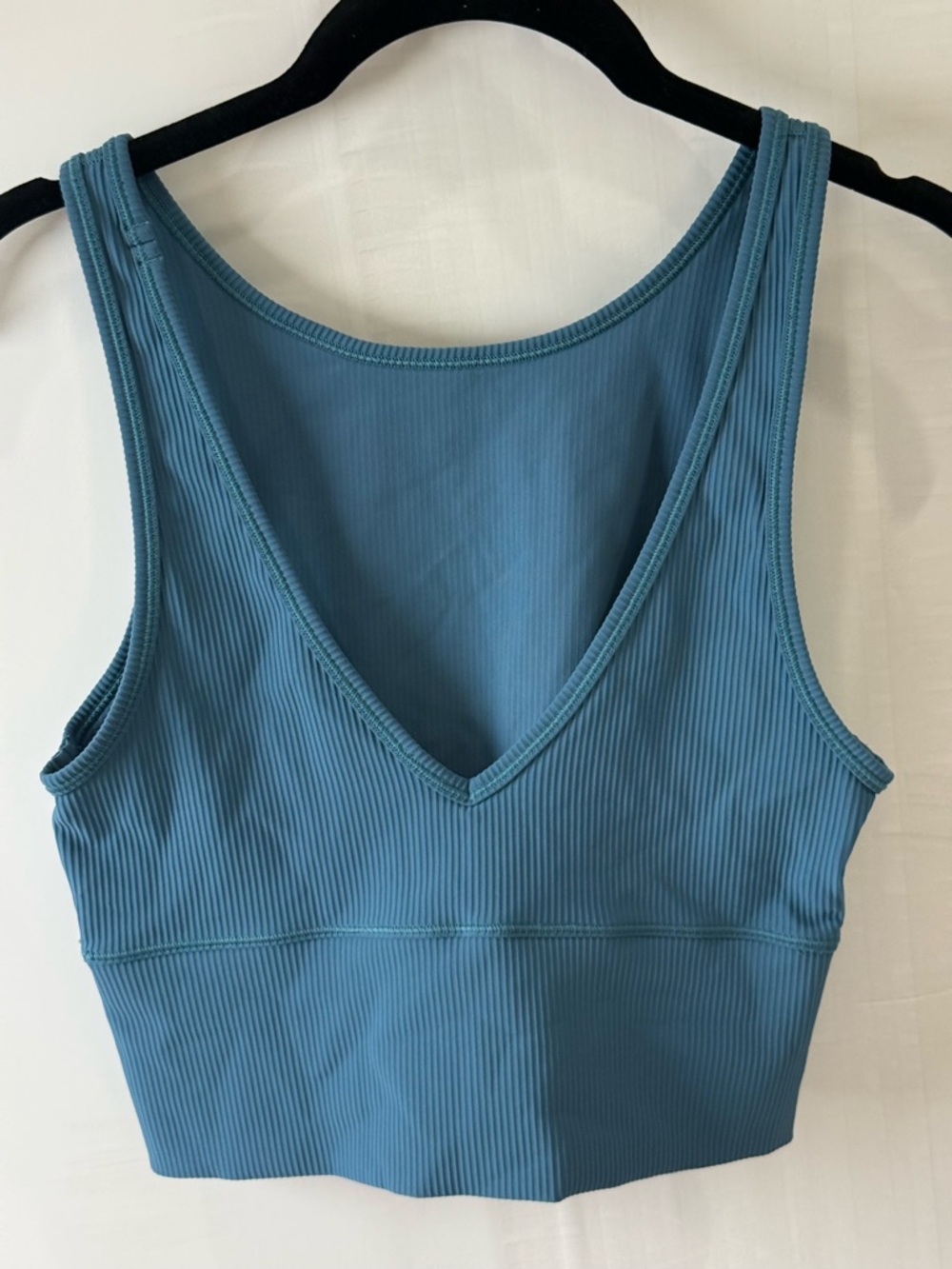 lululemon athletica Ribbed V-Neck Crop Sports Bra - Teal Blue